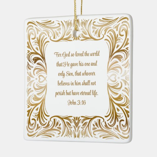 John 3:16 Bibelschrift Personalisierte Weihnachten Keramikornament (Links)