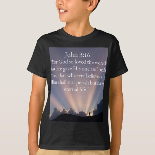 John 3:16 Bibelvers Kind T-Shirt (Vorderseite)