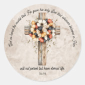 John 3:16 Bibelvers Klassischer Rund Aufkleber (Vorderseite)