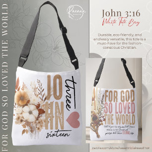 John 3:16 Bibelvers Weiße Tragetasche Tragetaschen Mit Langen Trägern