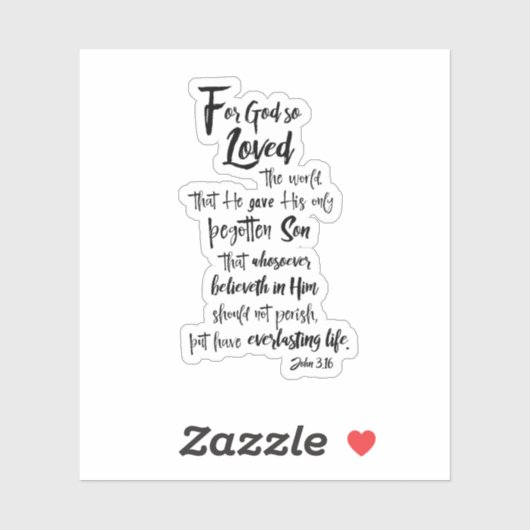 John 3.16 Bibelverse Aufkleber (Blatt)