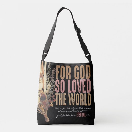 John 3:16 Bibelverse Black Tote Bag Tragetaschen Mit Langen Trägern (Rückseite)