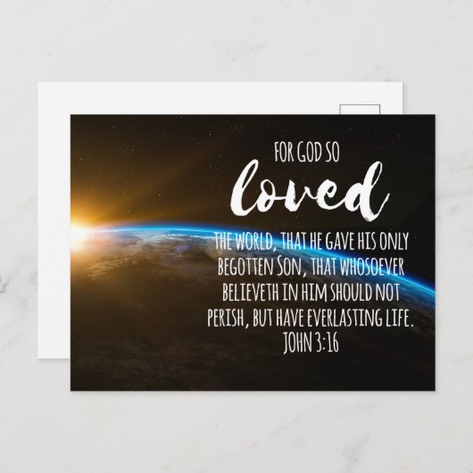 John 3:16 Bibelverse Christlich Postkarte (Vorne/Hinten)