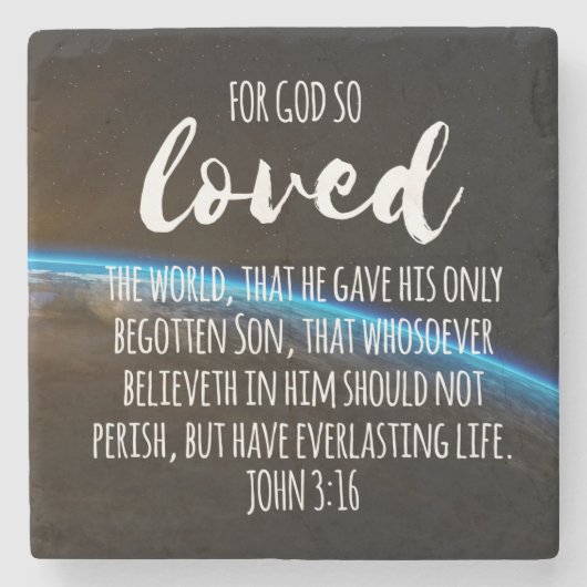 John 3:16 Bibelverse Christlich Steinuntersetzer (Vorderseite)