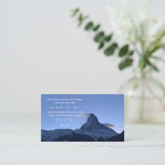 John 3:16 Bibelverse | Schweizer Alpen Original Fo Visitenkarte (Stehend Vorderseite)