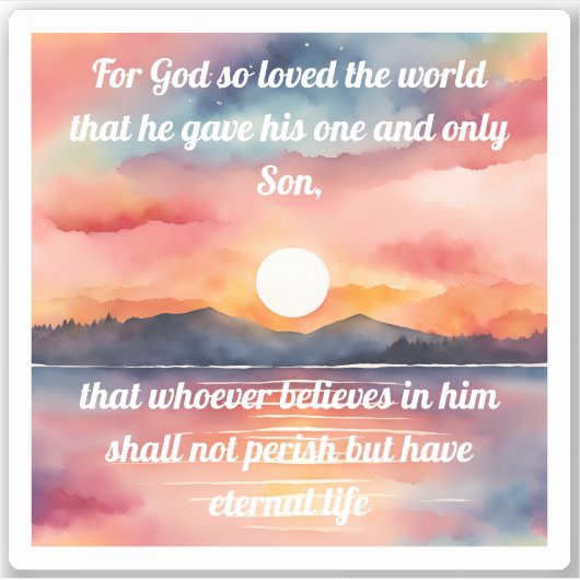 John 3:16 Bibelverse Sunset Waterproof Aufkleber (Vorderseite)