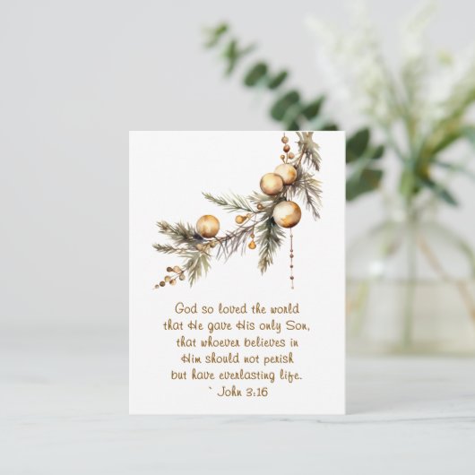 John 3:16 Bible Verse Christlich Gold Weihnachten (Stehend Vorderseite)