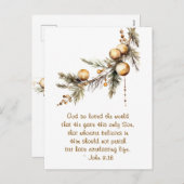 John 3:16 Bible Verse Christlich Gold Weihnachten (Vorne/Hinten)