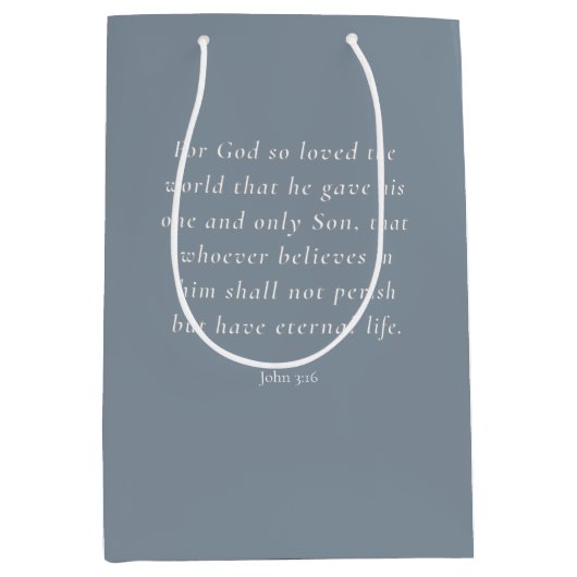 John 3:16 Bible Verse Image Mittlere Geschenktüte (Vorderseite)
