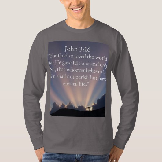 John 3:16 Bible Verse Men's Long Sleeve Tee Shirt (Vorderseite)