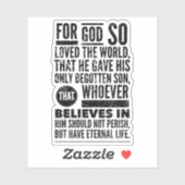 John 3:16 Bible Verse Vinyl Sticker (Blatt)