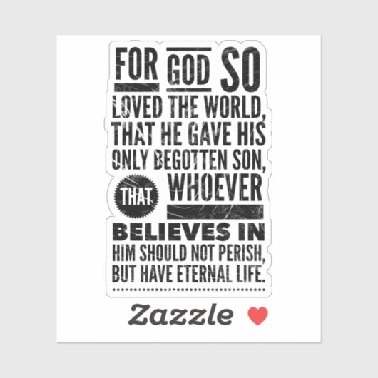 John 3:16 Bible Verse Vinyl Sticker (Blatt)