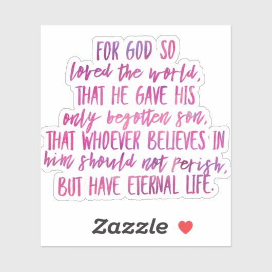 John 3:16 Bible Verse Vinyl Sticker (Blatt)