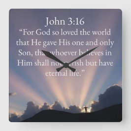 John 3:16 Bible Verse Wall Clock Quadratische Wanduhr