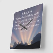 John 3:16 Bible Verse Wall Clock Quadratische Wanduhr (Winkel)