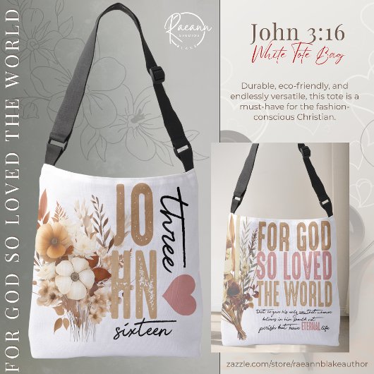 John 3:16 Bible Verse White Tote Bag Tragetaschen Mit Langen Trägern
