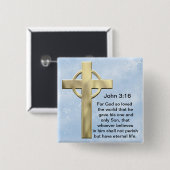 John 3:16 (blau) button (Vorne & Hinten)