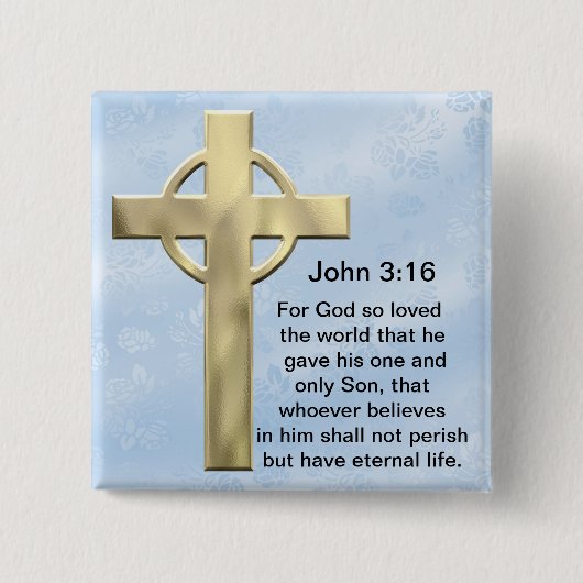 John 3:16 (blau) button (Vorderseite)