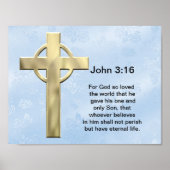 John 3:16 (blau) poster (Vorne)