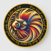 John 3:16 Christlich Marine Majesty Betta Fish Große Wanduhr (Vorderseite)