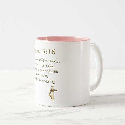 John 3:16 christliche Geschenke Zwei-Tone-Kaffee-T Zweifarbige Tasse (VorderseiteRechts)