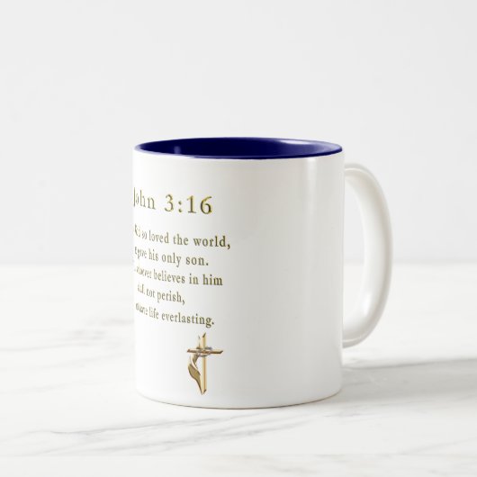John 3:16 christliche Geschenke Zweifarbige Tasse (VorderseiteRechts)