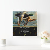John 3:16 Christlicher Glaube kreuz mit Enten Quadratische Wanduhr (Zuhause)
