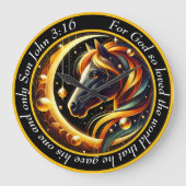 John 3:16 Christlicher Schwarz-Weiß-Pferdekopf Große Wanduhr (Vorderseite)