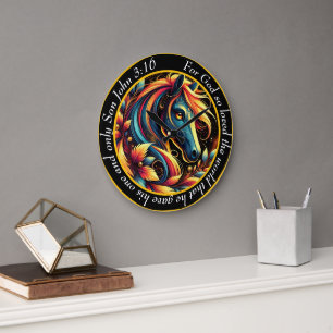 John 3:16 Christliches blaues und weißes Abstrakte Große Wanduhr