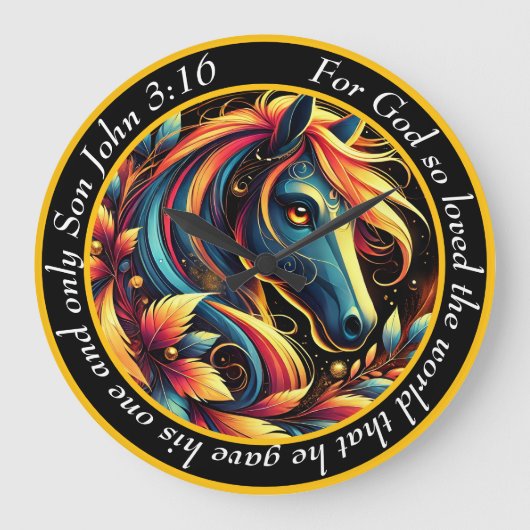 John 3:16 Christliches blaues und weißes Abstrakte Große Wanduhr (Vorderseite)