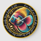 John 3:16 Christliches Unterwasser-Glow-Betta Große Wanduhr (Vorderseite)