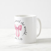 John 3:16 Coquette Pink Bow Cross Kaffeetasse (VorderseiteRechts)