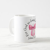 John 3:16 Coquette Pink Bow Cross Kaffeetasse (Vorderseite Links)