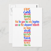John 3:16 Cross Postkarte (Vorne/Hinten)