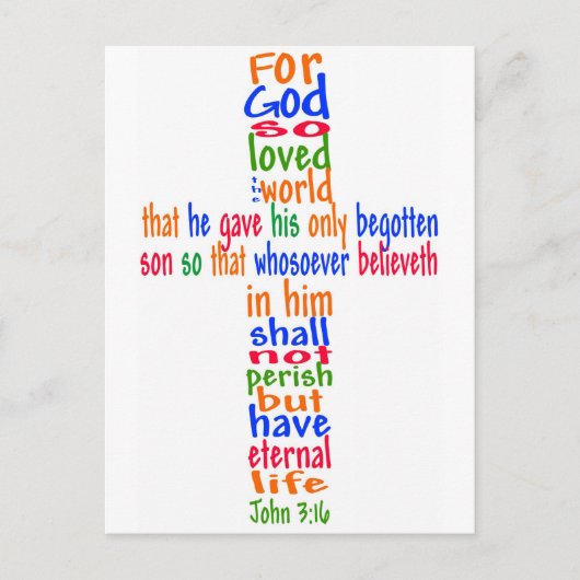 John 3:16 Cross Postkarte (Vorderseite)