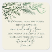 John 3:16 Custom Bible Einzigartiges Grün Weihnach Quadratischer Aufkleber (Vorderseite)