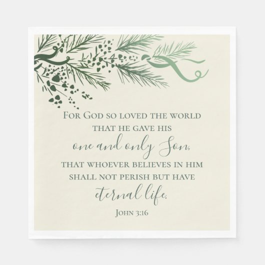 John 3:16 Custom Modern Sage Greenery Weihnachten Serviette (Vorderseite)