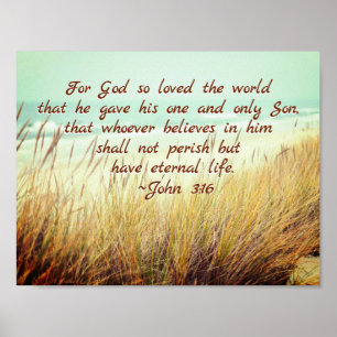 John 3:16 Denn Gott liebte so die Welt, Bibel Vers Poster
