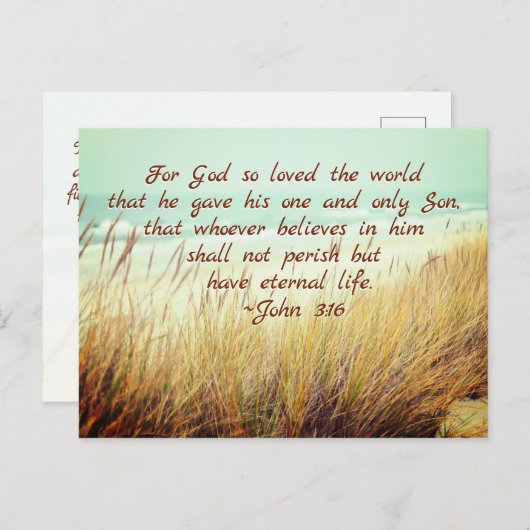 John 3:16 Denn Gott liebte so die Welt, Bibel Vers Postkarte (Vorne/Hinten)