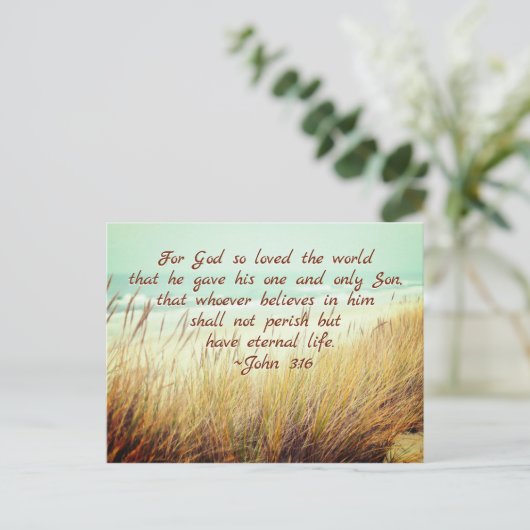 John 3:16 Denn Gott liebte so die Welt, Bibel Vers Postkarte (Stehend Vorderseite)