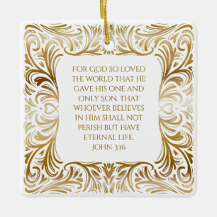 John 3:16 Denn Gott So geliebt - elegantes Weihnac Keramikornament