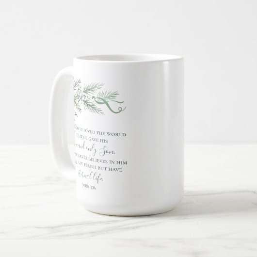 John 3:16 Elegant Modernes religiöses Weihnachtsge Kaffeetasse (Vorderseite Links)