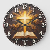 John 3:16 Eternal Light Scripture Große Wanduhr (Vorderseite)