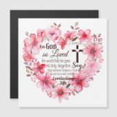 John 3:16 Floral Heart Bible Verse Magnetkarte (Vorne/Hinten)