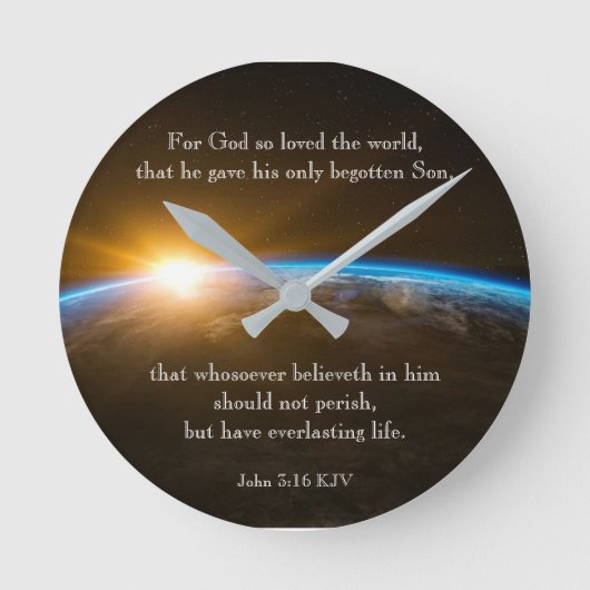 John 3:16 - for God so loved the world Runde Wanduhr (Vorderseite)