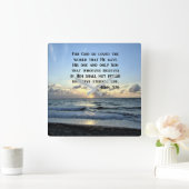 JOHN 3:16 FOTO "BLAUE SKIES" QUADRATISCHE WANDUHR (Zuhause)