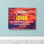 John 3:16 FÜR GOTT SO LIEBTE DIE WELT Christlich Leinwanddruck (Insitu (Holzboden))
