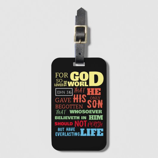 JOHN 3:16 FÜR GOTT SO LIEBTE DIE WELT GEPÄCKANHÄNGER (Vorderseite Vertikal)