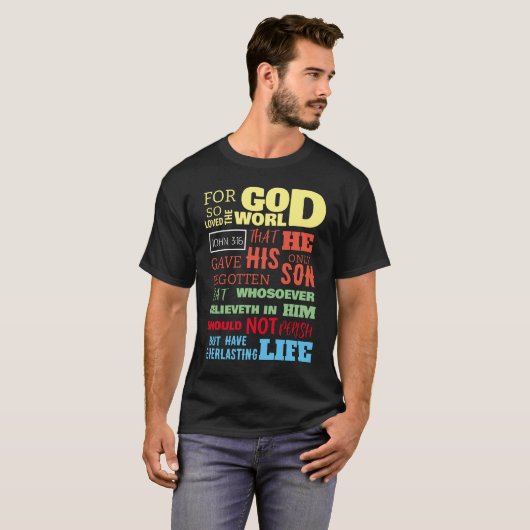 JOHN 3:16 FÜR GOTT SO LIEBTE DIE WELT T-Shirt (Vorne ganz)