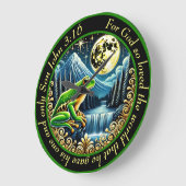 John 3:16 Golden Frog Hops in Rustic Perfection Große Wanduhr (Winkel)